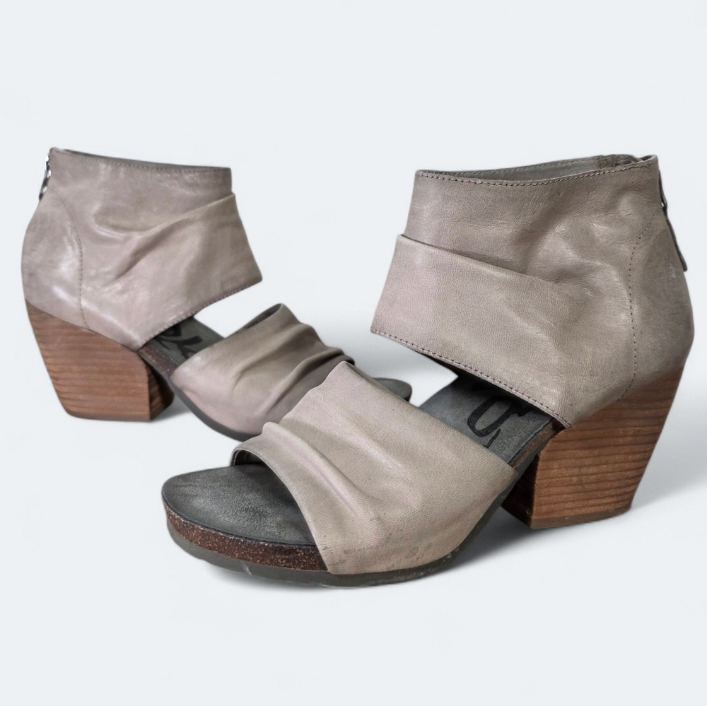 OTBT Patchouli Gray Leather Women's Heeled Sandals Size 7.5 Booties